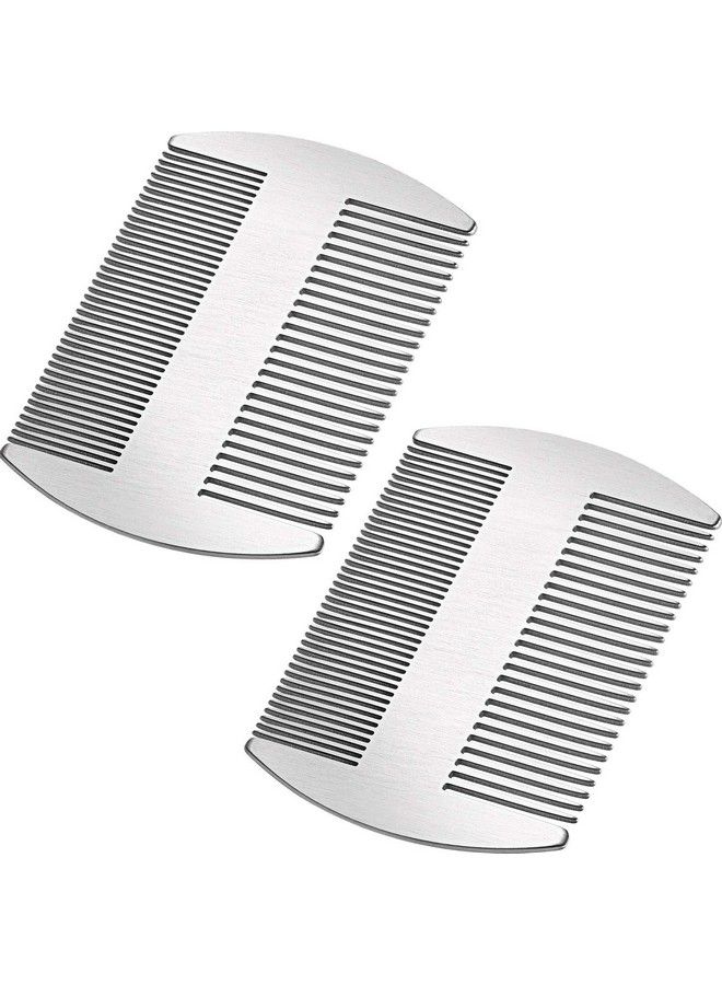 BOAO 2 Pieces Silver Wallet Comb Stainless Steel Credit Comb Dual Action Stainless Steel Comb Hair Styling Cutting Hair Comb - Image 2
