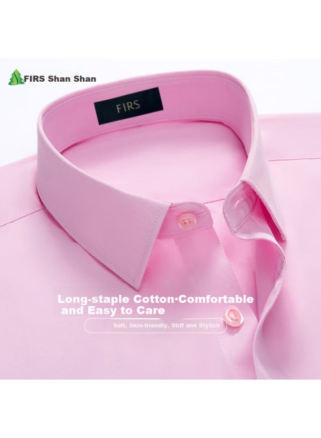 Firs Men'S Short Sleeve Cotton Shirt Summer Business Casual Professional Workwear White Shirt Top Men'S Clothing