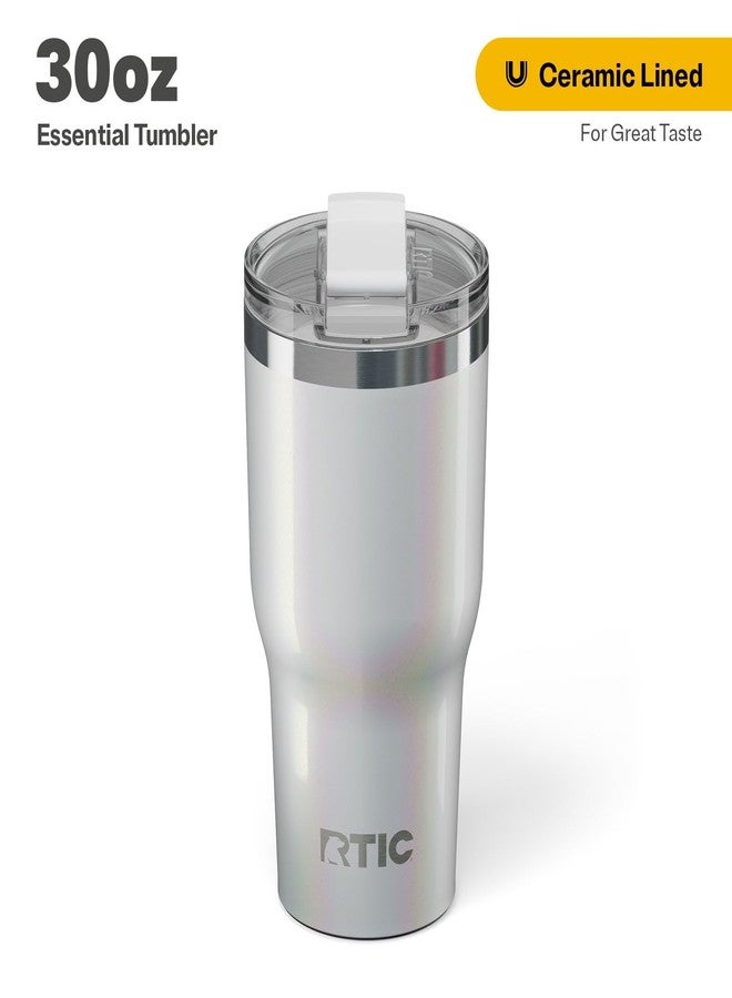 RTIC كوب RTIC الأساسي سعة 30 أونصة مع غطاء، مبطن بالسيراميك، معزول، مصنوع من الفولاذ المقاوم للصدأ والمعدن، بجدار مزدوج معزول بتفريغ الهواء، كوب سفر مثالي للقهوة المثلجة والشاي والمشروبات الساخنة والباردة، لون رمادي لامع أنيق - Image 2