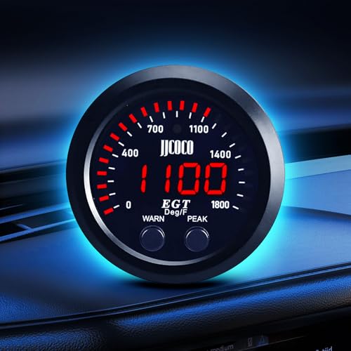 ZHSYMX Exhaust Gas Temperature EGT Gauge Kit 2‑1/16in 52mm Ultra Thin 0‑1800℉ Red LED with Sensor and Dashboard Pod - Image 3