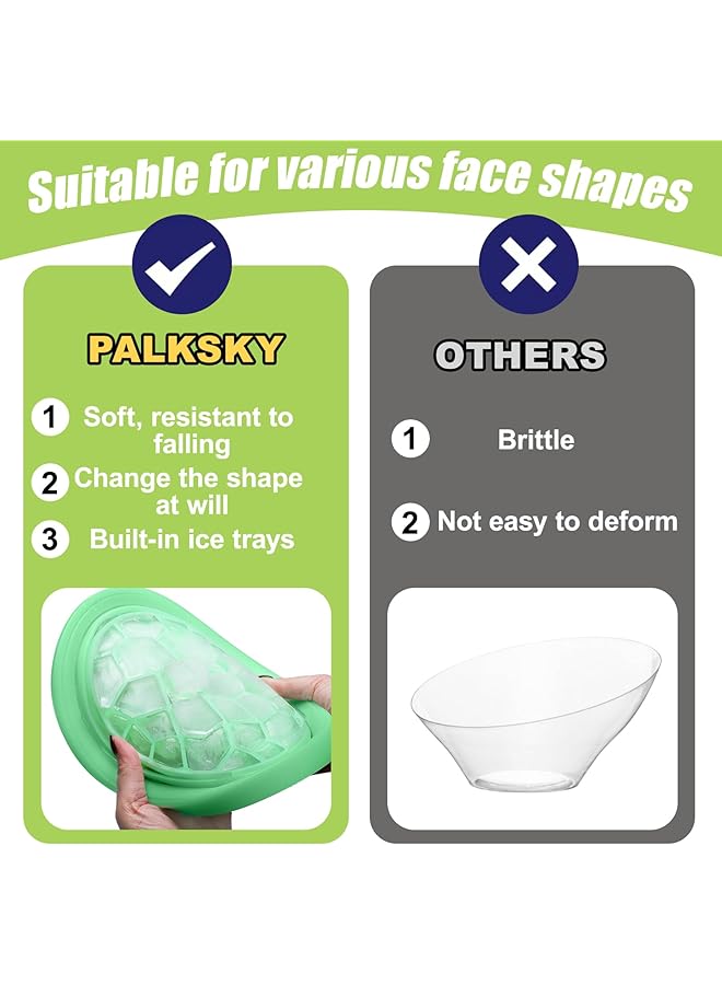 Oasisgalore Ice Face Bowl with Built In Tray Silicone Foldable & Hanging Facial Plunge Bowl Portable Face Ice Bath at Home and Travel (Green)  - Image 3