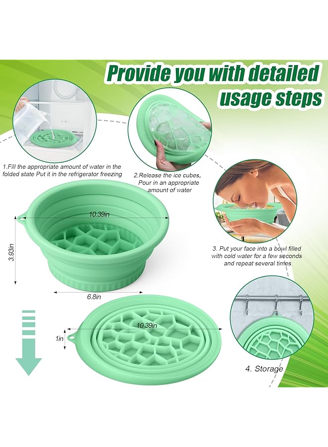 Oasisgalore Ice Face Bowl with Built In Tray Silicone Foldable & Hanging Facial Plunge Bowl Portable Face Ice Bath at Home and Travel (Green)  - Image 2