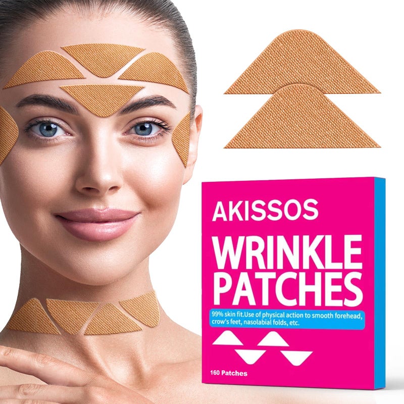 Akissos Wrinkle Patches 160 PCS Face Lift Tape DIY Multifunction Comfort Smooth Skin Solution for Forehead, Eyes 11 Lines, Crowâ€™s Feet, Laugh Lines, Neck & Face Overnight - Image 1