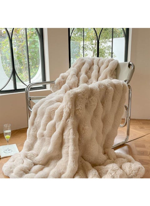 Luxury Plush Throw Blanket Super Soft Cozy Fuzzy Blanket Faux Rabbit Fur Blanket Lightweight Blanket