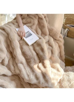 GT-Wheel Luxury Plush Throw Blanket Super Soft Cozy Fuzzy Blanket Faux Rabbit Fur Blanket Lightweight Blanket  - Image 3