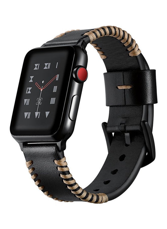 نيبمينينت سوار معصم كلاسيكي قابل للاستبدال لساعة أبل سلسلة 1/2/3 قياس 42 ميللمتراً أسود - Image 3