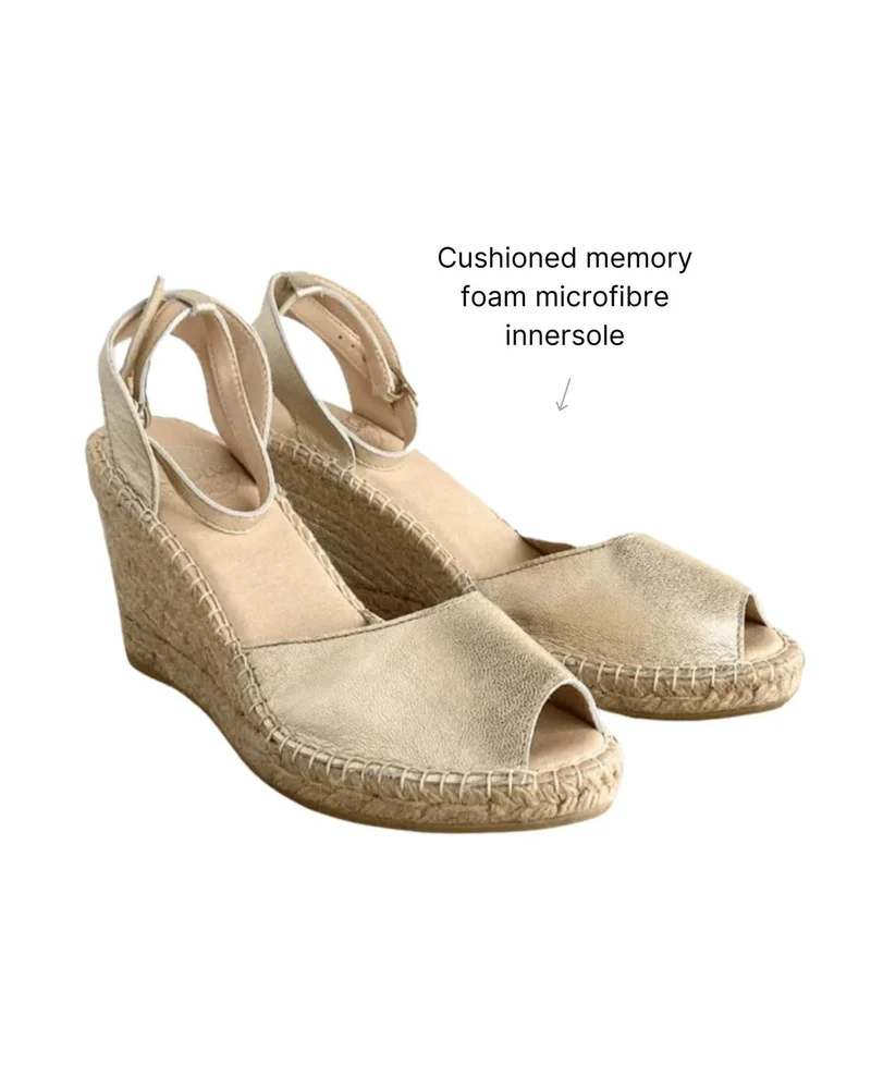 SHOEQ Champagne Peep Toe Espadrille Wedge for Women | Best Price UAE