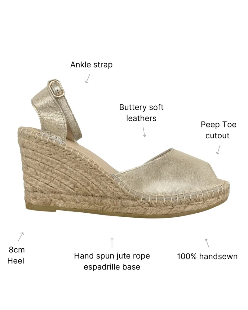 SHOEQ Champagne Peep Toe Espadrille Wedge for Women | Best Price UAE