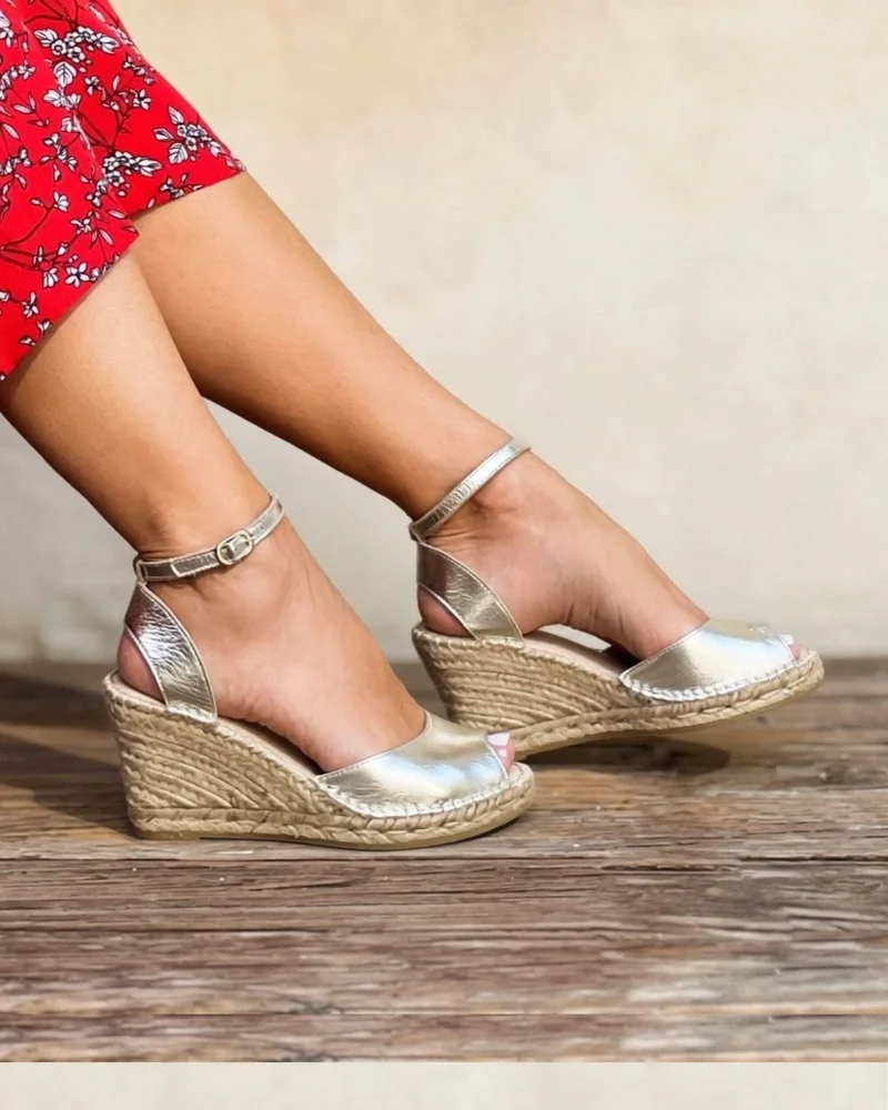 SHOEQ Peep Toe Espadrille Wedge