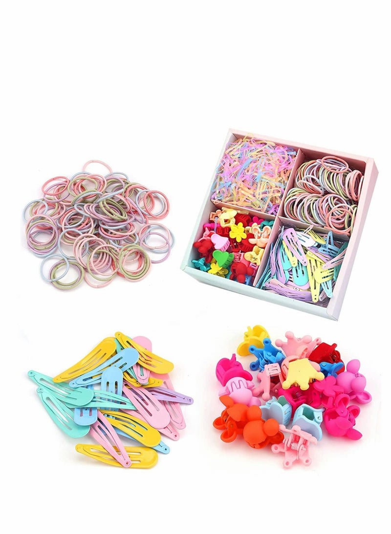 NIBEMINENT Baby Girls Hair Accessory Set with Gift Box, 1140 Pieces-Hair Ties, Rubber Bands, Snap Clips, Mini Flower Claws, Assorted Colors Scrunchies for Kids - Image 2