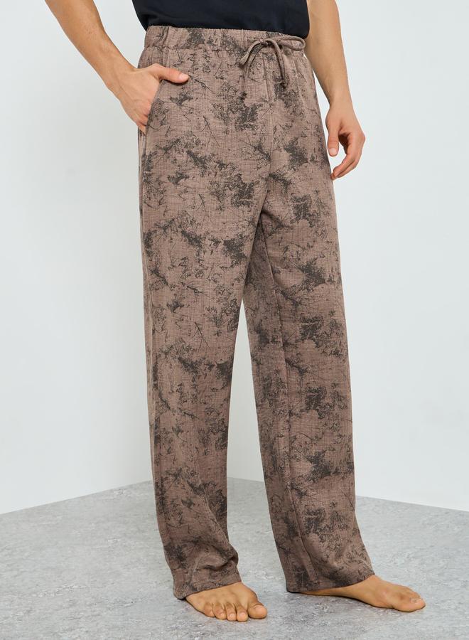Styli Men Brown Relaxed Fit Printed Pyjama Pants - Image 1