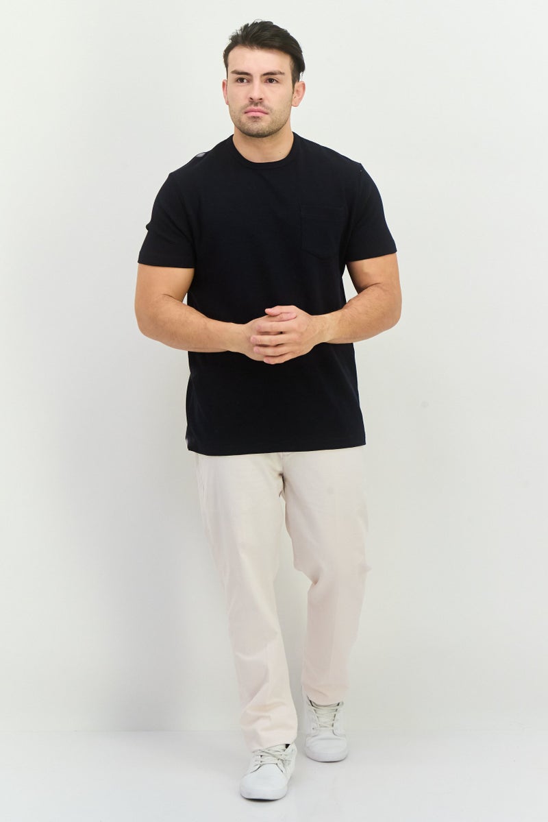 French Connection Men Crew Neck Short Sleeve Textured T-Shirt, Dark Navy - Image 4