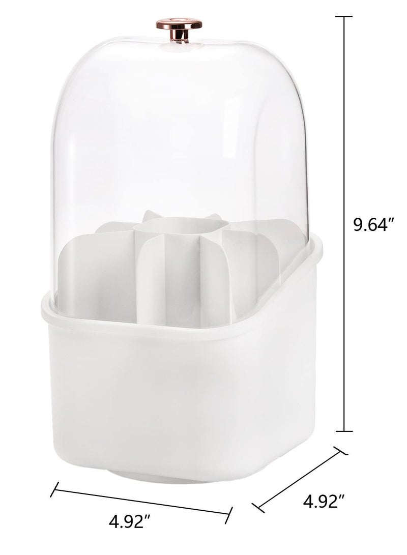 SYOSI Makeup Brush Holder Organizer, 360 Rotating Makeup Organizer with Clear Cover Cosmetics Storage Display Case, 8 Compartment Cosmetic Display Case for Vanity Desktop (2 Pack) - Image 4