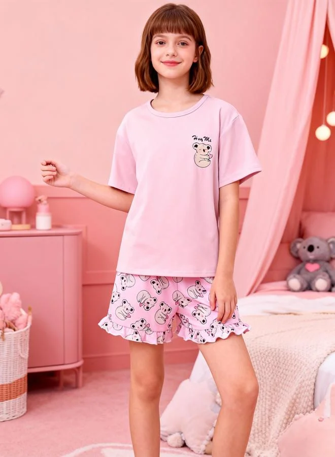تايك تو مجموعة من بيجاما شورت وتيشيرت بطبعة كوالا
