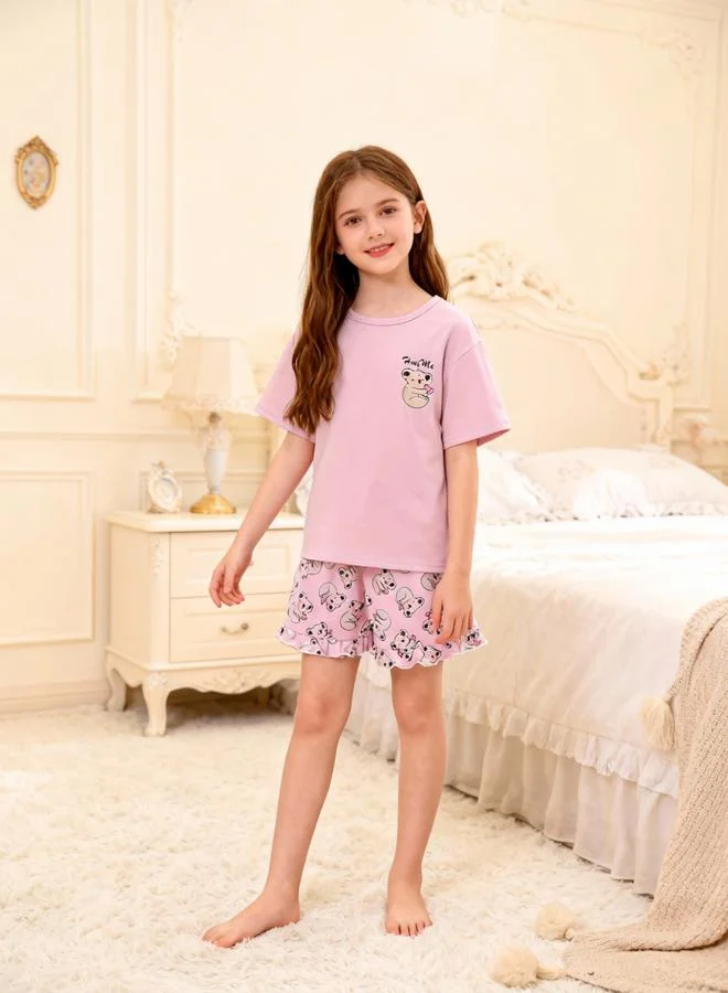Take Two  Girls Pink Koala Print T-Shirt And Shorts Pyjama Set for Women | Best Price UAE
