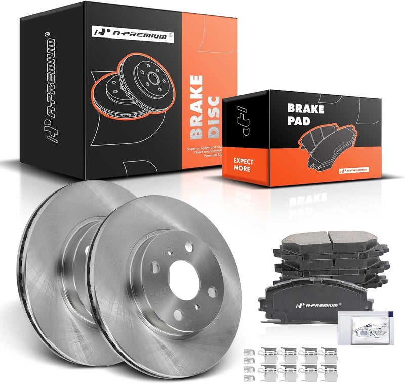 A-Premium Front Vented Disc Brake Rotors and Ceramic Pads Kit - Image 1