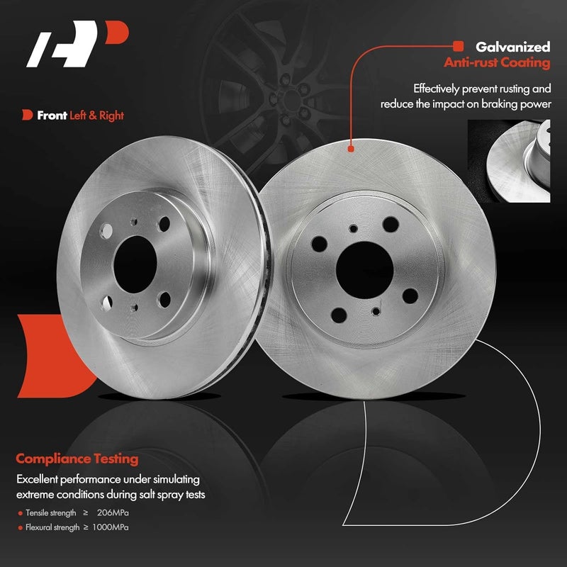 A-Premium Front Vented Disc Brake Rotors and Ceramic Pads Kit - Image 4