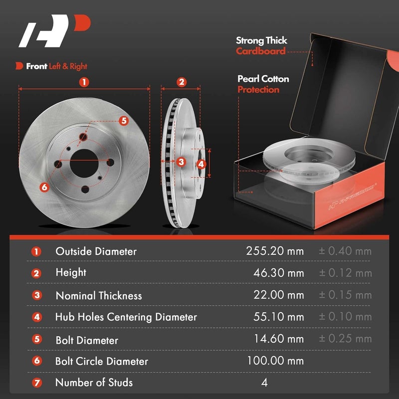 A-Premium Front Vented Disc Brake Rotors and Ceramic Pads Kit - Image 2