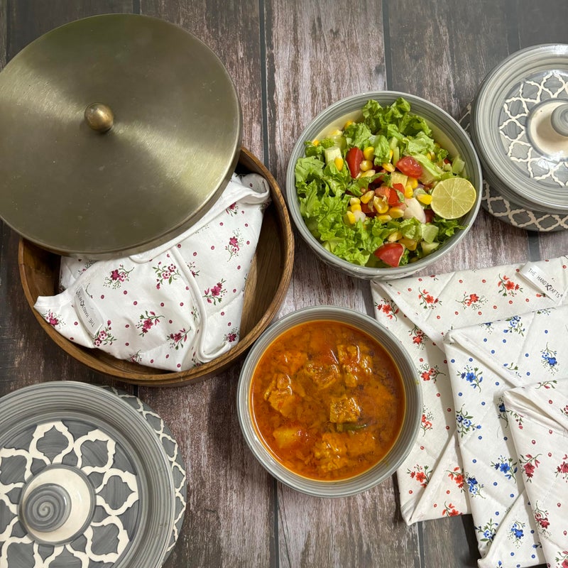 TheHandikrafts غطاء روتي من القطن النقي الصحي من ذا هاندكرافت، غطاء شاباتي، قماش لف السندويشات لعلب الطعام (مزخرف، عبوة من 5)  - Image 3