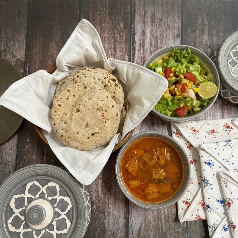 TheHandikrafts غطاء روتي من القطن النقي الصحي من ذا هاندكرافت، غطاء شاباتي، قماش لف السندويشات لعلب الطعام (مزخرف، عبوة من 5)  - Image 4