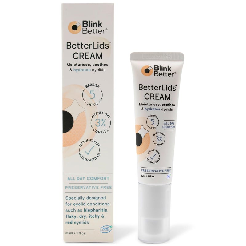BlinkBetter BetterLids Restore Eyelid Cream â€“ Barrier Support to Hydrate, Soothe & Moisturise Dry, Itchy, Red & Sensitive Eyelids â€“ Lightweight Daily Formula with 3% Oat & Ceramides, 1 fl oz - Image 1