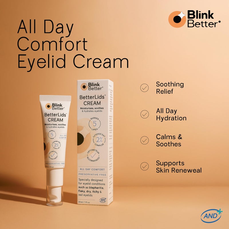 BlinkBetter BetterLids Restore Eyelid Cream â€“ Barrier Support to Hydrate, Soothe & Moisturise Dry, Itchy, Red & Sensitive Eyelids â€“ Lightweight Daily Formula with 3% Oat & Ceramides, 1 fl oz - Image 2