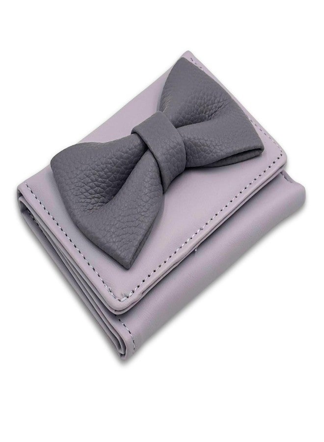 Alter ® Compact Wallet with Bow Detail, Faux Leather, Trifold Design (Purple) - Image 1
