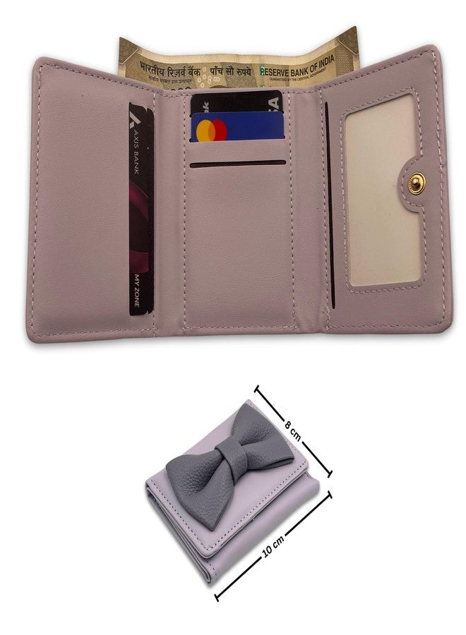 Alter ® Compact Wallet with Bow Detail, Faux Leather, Trifold Design (Purple) - Image 2