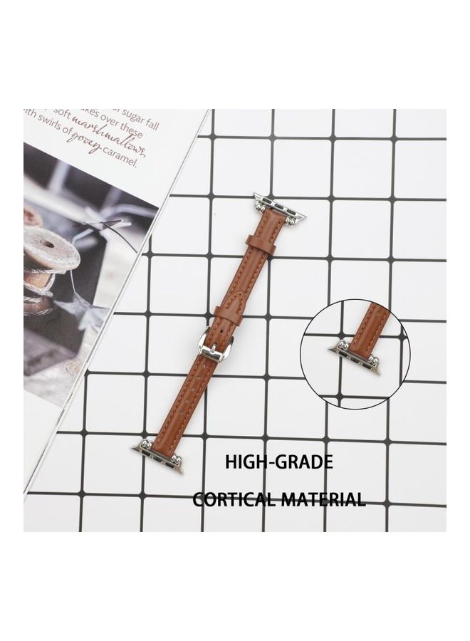 NIBEMINENT Replacement Strap For Apple Watch Series 7 45mm/6,SE,5,4 44mm/3,2,1 42mm Brown - Image 3