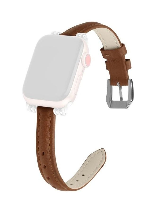 NIBEMINENT Replacement Strap For Apple Watch Series 7 45mm/6,SE,5,4 44mm/3,2,1 42mm Brown - Image 2