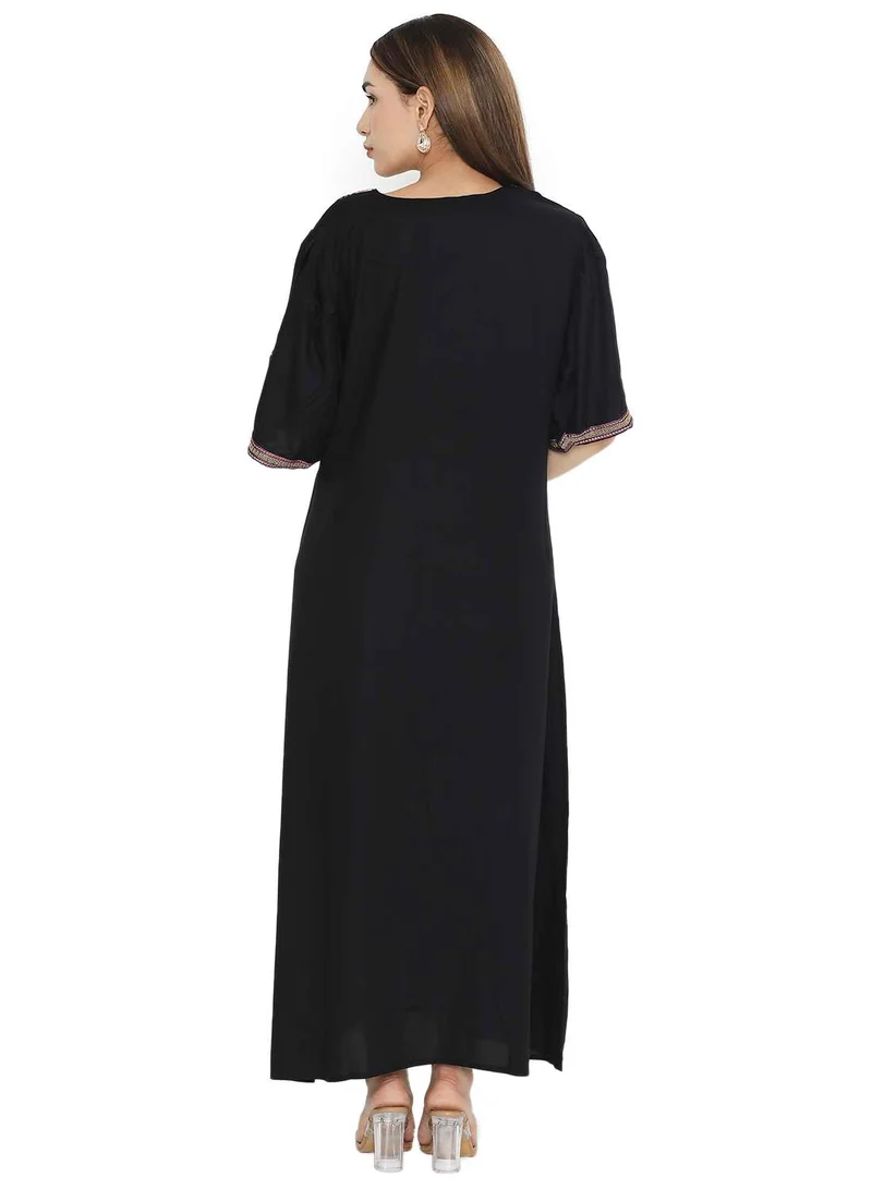 هانا آند سارا PURE MUSLIN SILK COTTON WITH UNIQUE THREAD EMBROIDERY ARABIC KAFTAN JALABIYA DRESS