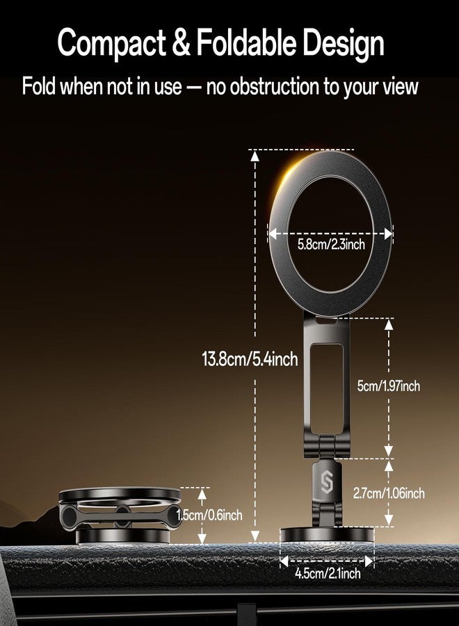 Syncwire Fits MagSafe Car Mount for Car Dash&Tesla Screen[All-Metal] Magnetic Phone Holder, [Flexible Three-axis]360° Rotation Car Mount Strong Magnets Car Phone Holder for iPhone 17 16 15 14 Pro Max - Image 3