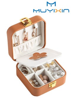 Leather Travel Jewelry Box for Women Mini Organizer Small Jewelry Portable Travel Case for Rings Earrings Necklace Multifunctional Storage Mother's Day Gift Women Wife Daughter Gift