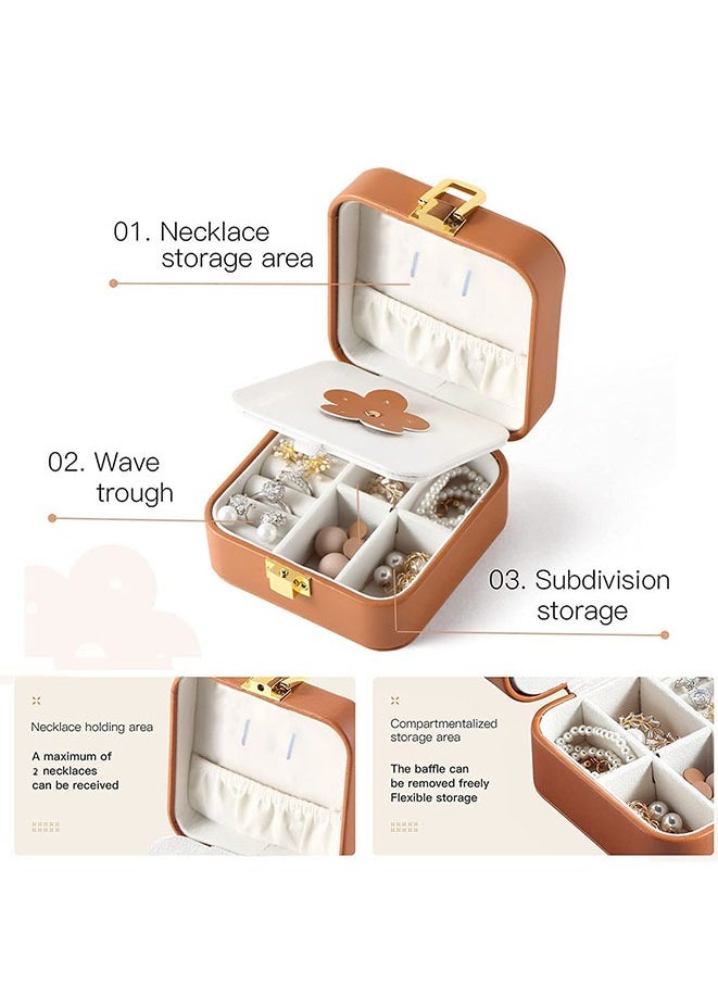 Muyixin - Leather Travel Jewelry Box for Women Mini Organizer Small Jewelry Portable Travel Case for Rings Earrings Necklace Multifunctional Storage Mother's Day Gift Women Wife Daughter Gift - Image 1