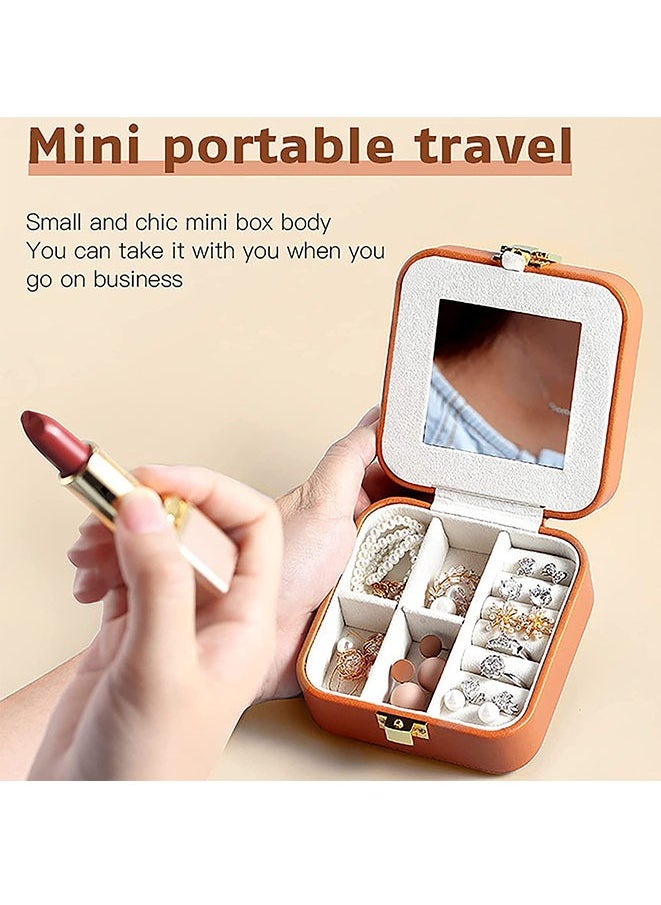 Muyixin - Leather Travel Jewelry Box for Women Mini Organizer Small Jewelry Portable Travel Case for Rings Earrings Necklace Multifunctional Storage Mother's Day Gift Women Wife Daughter Gift - Image 1
