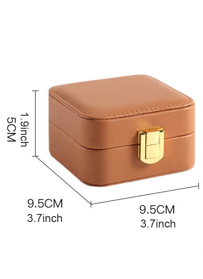 Muyixin - Leather Travel Jewelry Box for Women Mini Organizer Small Jewelry Portable Travel Case for Rings Earrings Necklace Multifunctional Storage Mother's Day Gift Women Wife Daughter Gift - Image 1