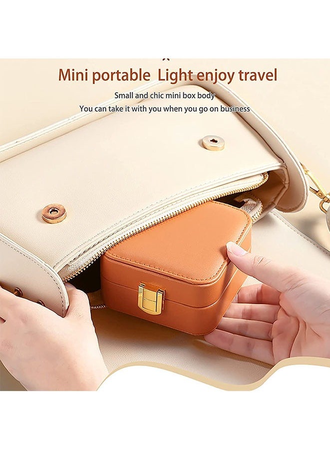 Muyixin - Leather Travel Jewelry Box for Women Mini Organizer Small Jewelry Portable Travel Case for Rings Earrings Necklace Multifunctional Storage Mother's Day Gift Women Wife Daughter Gift - Image 1