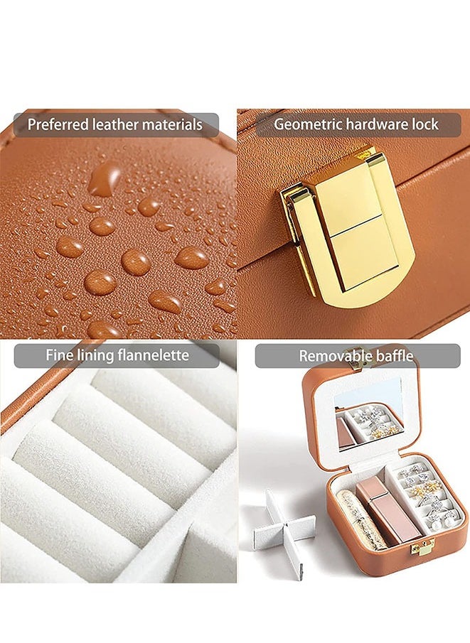 Muyixin - Leather Travel Jewelry Box for Women Mini Organizer Small Jewelry Portable Travel Case for Rings Earrings Necklace Multifunctional Storage Mother's Day Gift Women Wife Daughter Gift - Image 1