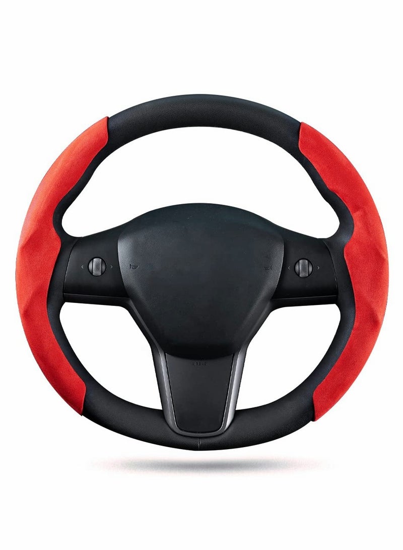 KASTWAVE Steering Wheel Cover for Tesla Model Y 2020-2022/Model 3 2017-2022, Car Breathable Non Slip Steer Wheel Protector Cover - Image 1