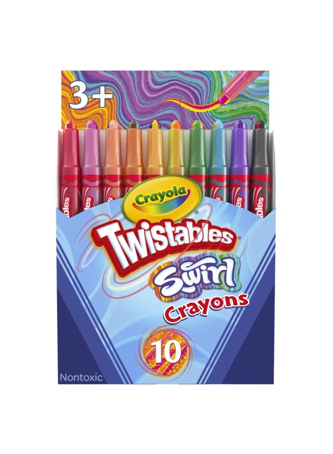 Crayola أقلام شمع دوارة صغيرة قابلة للتدوير - ألوان متنوعة (عبوة من 10) | تأثير دوامة سحري سيظهر 4 ألوان لكل قلم شمع | مثالية للأطفال من عمر 3 سنوات فما فوق - Image 1