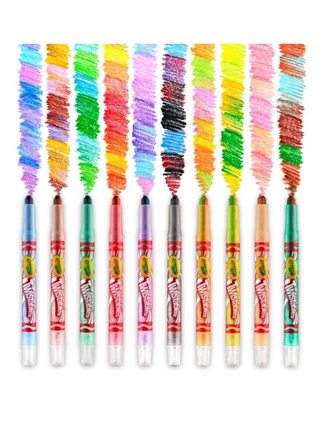 Crayola أقلام شمع دوارة صغيرة قابلة للتدوير - ألوان متنوعة (عبوة من 10) | تأثير دوامة سحري سيظهر 4 ألوان لكل قلم شمع | مثالية للأطفال من عمر 3 سنوات فما فوق - Image 2
