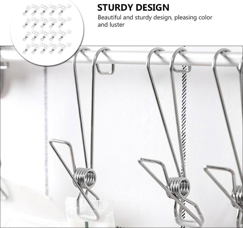 Anti-Skid Socks Hanging Clips 25pcs Stainless Steel Clothes Hook Clips Non-Slip Household Laundry Sock Clamp for Drying with Traceless Small Hangers Set - Image 5