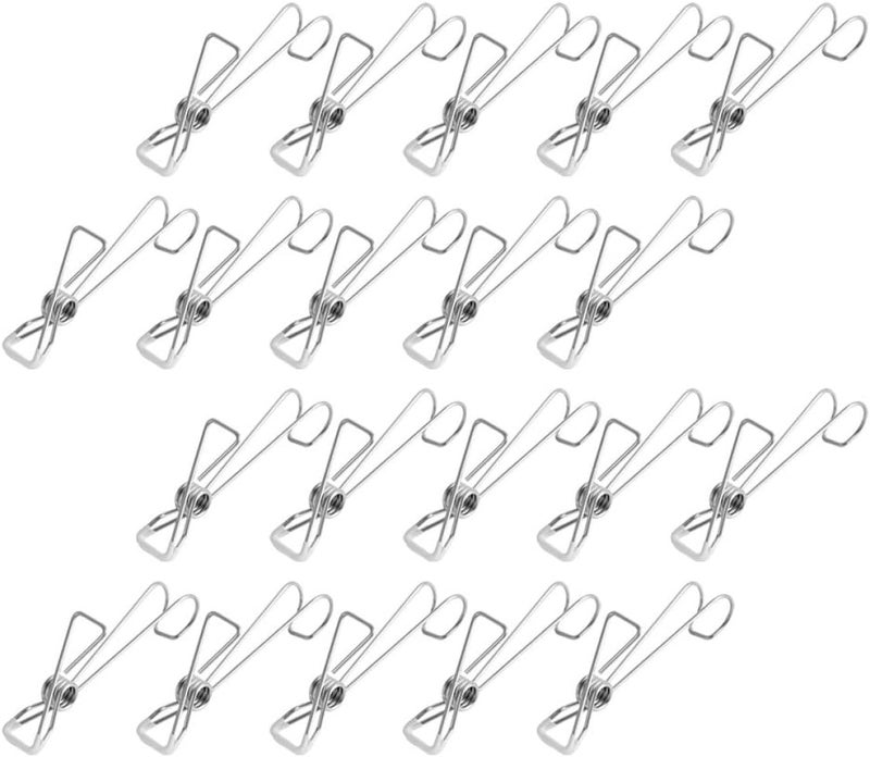Anti-Skid Socks Hanging Clips 25pcs Stainless Steel Clothes Hook Clips Non-Slip Household Laundry Sock Clamp for Drying with Traceless Small Hangers Set - Image 1