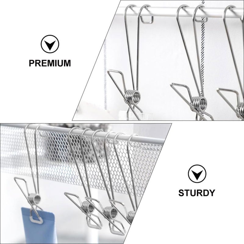 Anti-Skid Socks Hanging Clips 25pcs Stainless Steel Clothes Hook Clips Non-Slip Household Laundry Sock Clamp for Drying with Traceless Small Hangers Set - Image 3