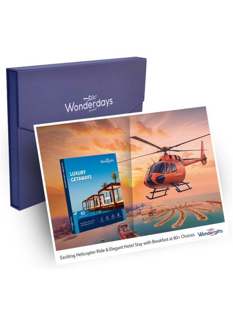 Wondergifts Exciting Helicopter Ride & Elegant Hotel Stay with Breakfast at 80+ Choices - Experience Gift with Free Spa Voucher