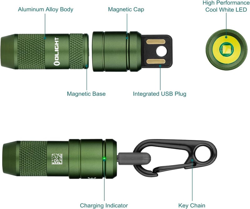 OLIGHT IMINI 2 Tiny Keychain Torch 50 Lumens USB Rechargeable Quick-Release Keychain Flashlight (OD Green) - Image 3