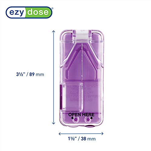 EZY DOSE Pill Cutter and Splitter with Dispenser, Safely Cuts Large, Small and Tiny Pills, Vitamins, Tablets in Half, Accurate and Easy Cutting, Stainless Steel Blade, Travel Sized, Purple, BPA Free - Image 2