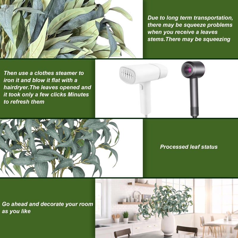 florisso Artificial Greenery Stems for Vase, 5 Pcs Tall Fake Plants Branches Faux Greenery Twigs Leaf for Indoor Home Office Vase Filler for centerpieces, Light Green - Image 3