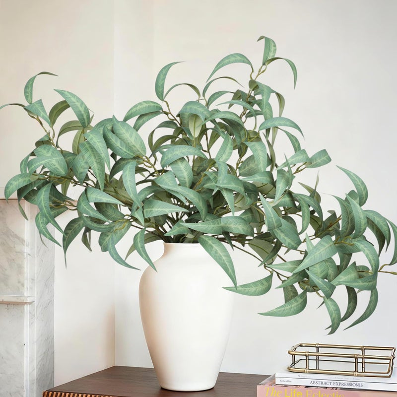 florisso Artificial Greenery Stems for Vase, 5 Pcs Tall Fake Plants Branches Faux Greenery Twigs Leaf for Indoor Home Office Vase Filler for centerpieces, Light Green - Image 1