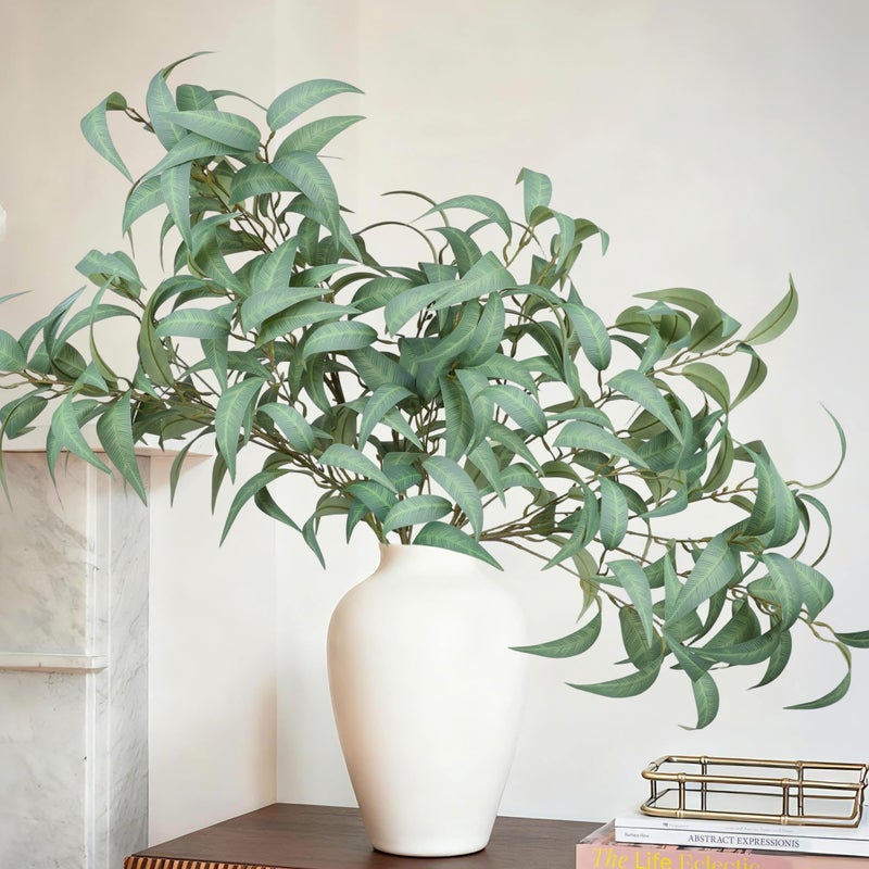 florisso Artificial Greenery Stems for Vase, 5 Pcs Tall Fake Plants Branches Faux Greenery Twigs Leaf for Indoor Home Office Vase Filler for centerpieces, Light Green - Image 4